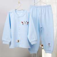 皮偌乔 雪之作系列婴儿衣服纯棉对襟内衣套装BA882-148B 蓝色 6-9月/66CM