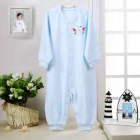 皮偌乔 雪之作系列婴儿衣服纯棉对襟哈衣连体衣BA661-148B 蓝色 9-12月/73CM