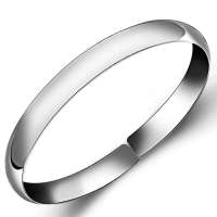 百萃 S990足银光面手镯 银饰手镯 纯银手镯 开口银镯 可调大小