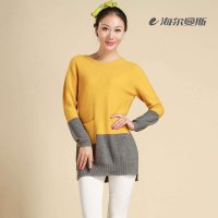 海尔曼斯 女式中长款纯羊毛衫毛衣 V021D20