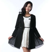 ARMERSY 女装韩版秋冬款少女情怀雪纺裙摆拼接风衣AS46270Y