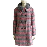 ARMERSY 秋冬新款兔毛领双排扣毛呢大衣28398