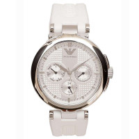 阿玛尼 ARMANI 时尚甜蜜恋人中性白色橡胶表带石英女士腕表AR0736