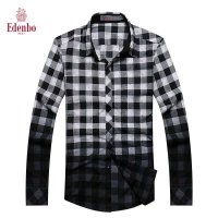 爱登堡 时尚修身渐变混合格子长袖衬衫 17AEMHCA003