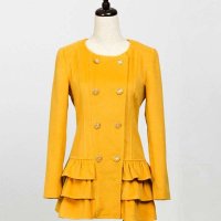 金苑 2013冬季新款女装 甜美淑女圆领长袖裙摆拼接风衣外套E35112