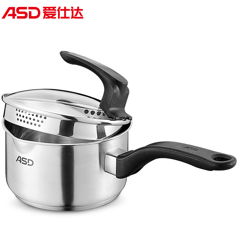 爱仕达（ASD) 16CM可立盖不锈钢奶锅 煮面泡面小汤锅热奶锅煮奶锅牛奶锅NG1916高清大图