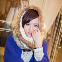 THANTRUE真享欧美毛线大围脖秋冬季保暖防风针织加厚围巾女士纯色披肩 卡其色 W150