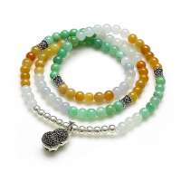 今上珠宝 天然翡翠A货手链5mm(三彩搭葫芦款)