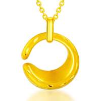 六福珠宝足金3D立体月亮黄金吊坠L11TBGP0007