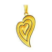 六福珠宝情感系列千足金心漾黄金结婚吊坠女HCQ20005B