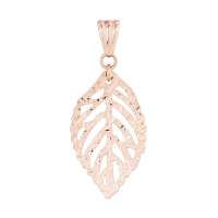 六福珠宝18K金玫瑰色叶子吊坠L18TBKP0010