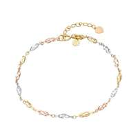 六福珠宝18K金三色福字手链L18TBKB0002