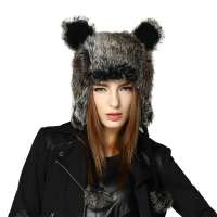 猫耳朵帽子男女秋冬护耳帽阿拉蕾万圣节熊猫帽舞台表演动物帽KM-4835-01