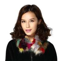 kenmont凯蒙特秋冬季拼色皮草围脖 时尚狐狸毛围巾 冬天围巾KM-1507-62