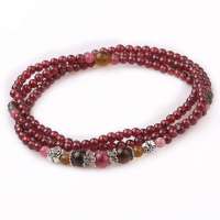 盈满堂 民族风天然石榴石配碧玺4层手链4mmYMT130815075