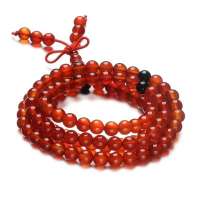 盈满堂 天然红玛瑙佛珠项链可当手链能绕手4圈YMT00240S