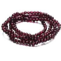盈满堂 天然石榴石4mm长链能绕手5圈能当腰链YMT00403S