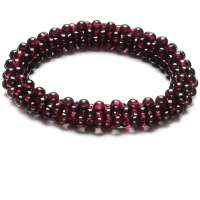 盈满堂 精编天然石榴石立体圆形手链4mmYMT00404S