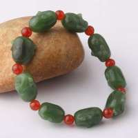 盈翠首饰 天然和田碧玉精雕佛头手链YC13071623