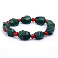 盈翠首饰 双面刻天然和田青玉佛头间玛瑙手链YC13507230