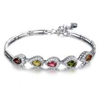 爱饰尚 925银镶天然碧玺水滴豪华手链-倾城LS13604055