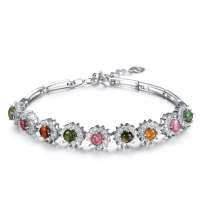 爱饰尚 925银镶天然碧玺9头豪华手链-彩虹LS13604057