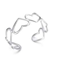 爱饰尚 欧美流行925纯银宽面心形开口大手镯-心的向往(赠银饰清洁布包装盒手提袋)LS13604006