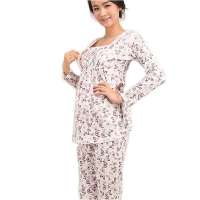 亚洲妈妈 孕妇长袖套装TZ121001半白印粉花M