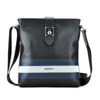 范伯伦Vandoren优质牛皮斜挎包单肩包拉链欧美时尚休闲潮酷BA0304N黑色