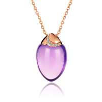 潮宏基 官方正品-晶石系列-紫郁之情-18K金-红18K金镶钻紫晶坠链/项链CHJ