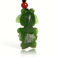 [老山玉器] 和田玉碧玉挂件金鱼