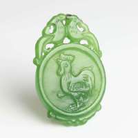 [老山玉器] 和田玉 碧玉 生肖牌鸡 玉质缜密细腻 质感浓厚 (一口价)