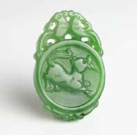 [老山玉器] 和田玉 碧玉 牌 生肖狗 (一口价)