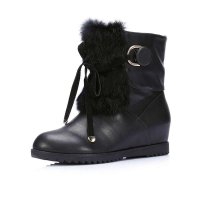 卡芙琳真兔毛坡跟内增高雪地靴短靴子CL1116-08