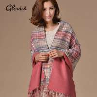 GLOVIN 知品风格 双面两用围巾DAAW03903粉紫色50cm*160cm
