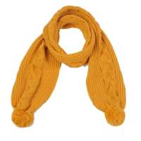 GLOVIN 知品风格 新款韩版绞花小球围巾DAAW06601姜黄色22cm*200cm