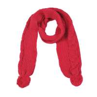 GLOVIN 知品风格 新款韩版绞花小球围巾DAAW06602深玫红色22cm*200cm