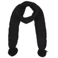 GLOVIN 知品风格 新款韩版绞花小球围巾DAAW06603黑色22cm*200cm