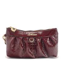 丽佳娜牛皮褶皱晚宴手拿包TM22830-1酒红色