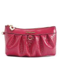 丽佳娜牛皮褶皱晚宴手拿包TM22830-1玫红色