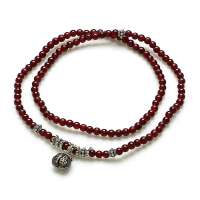 阿梵尼 天然酒红石榴石手链多圈手链（约4mm）