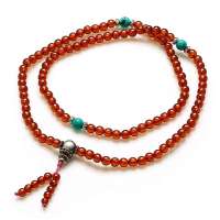 阿梵尼 天然多圈橙红石榴石搭松石手链（约5mm）