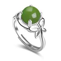 S925银镶天然和田碧玉戒指 遇见 附权威证书