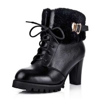 毅雅高跟系带侧拉链马丁靴5820-6