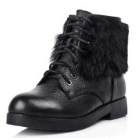 毅雅牛皮兔毛短靴女靴YY98028-6