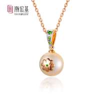 潮宏基 官方正品-悦色系列-珍贵-彩18K金镶绿辉石吊坠/挂坠CHJ