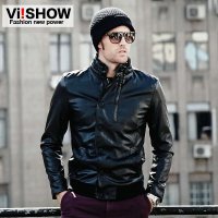 viishow冬装男士机车皮衣夹克VS80012