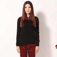 艾夫斯 女圆领纯色不规则长袖线衫21242116005