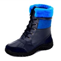 AUSLAND女中筒保暖户外马丁靴拼色雪地靴5469