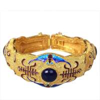 艾瑞卡 天然青金石手镯 S925纯银花丝镶嵌 做旧 纯手工 附证书